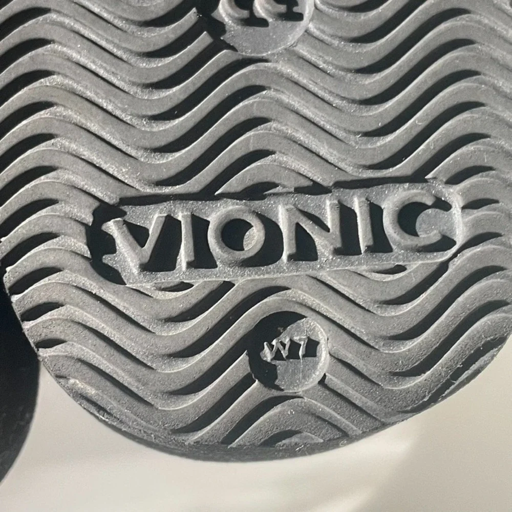 Vionic Beach Bondi Bow Wedge Toe Post Sandals Women's 7 Black